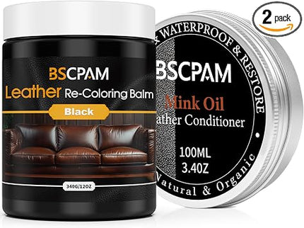 Dark Brown Leather Recoloring Balm & Mink Oil Conditioner Kit