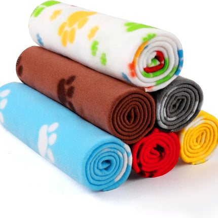 LINENLUX Cute Dog Blanket for Small Medium Dogs 6-Pack Soft Stretchy Fleece Blankets for Pet Cat Puppy Warm Wrinkle-Resistant Throw for Couch Bed Outdoor Mix 31x24 inch (Pack of 6)