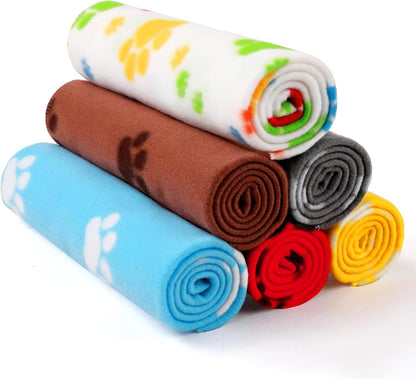Cute Dog Blanket for Small Medium Dogs 6-Pack Soft Stretchy Fleece