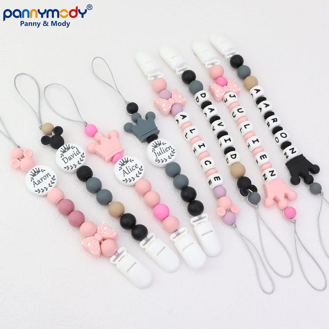 Personalized Pacifier Clip with Name, Customizable Pacifier Clip (2 Pack) (Crown-Pink) - photo 2