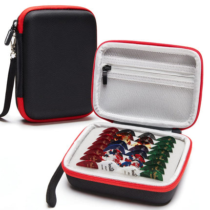 Estuche porta púas de guitarra compatible con Fender, ChromaCast, D'Addario, JIM DUNLOP, Bolopick, UNLP MUSICAL INSTRUMENT, bolsa de almacenamiento para púas de todos los tamaños, negra