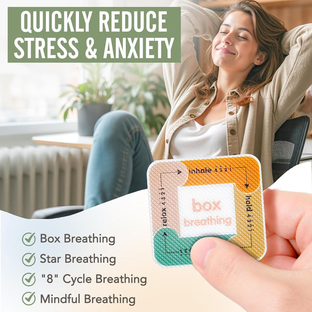 90 Pcs Calm Stickers for Anxiety, 2 Textured Fidget Strips, Mindfulness Box Breathing Stickers