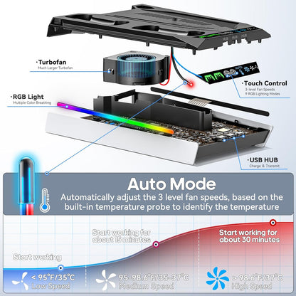 PS5/Slim/Pro Stand for Disc & Digital Console, PS5 Cooling & Charging Station with RGB Lights, PS5 - photo 3