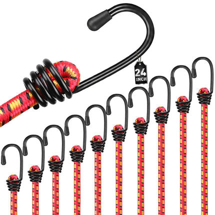 31-Piece Bungee Cords Assortment Jar, Includes 10”,18”,24”,32”,40” Bungee Cords, 6“ Zip Ties, 8”Canopy/Tarp Ball Ties and Crocodile Mouth Tarp Clips
