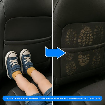 Back Seat Protector 2 Pack Fit For Honda Pilot Car Kick Mats with Touch Screen Tablet Holder Storage Organizer Waterproof Dirt Proof Faux Leather Auto Accessories for Kids (1 Pair Black)
