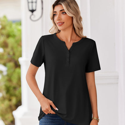 Blusas de verano para mujer con cuello V y manga corta, elegantes y casuales