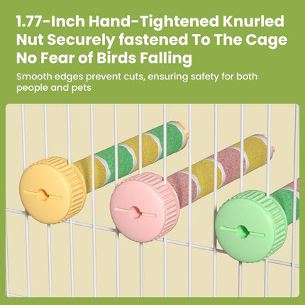 Bird Perch Stand Sandblasted Rough-Surface Cage Accessories,Parrot Beak & Claw Grinding Stone Sticks,Safe Non-Toxic Claw Trimmer Chew Toy for Parakeets,Cockatiels,Finches,Lovebirds