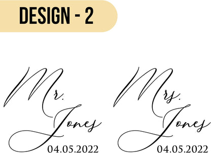 Personalized Wedding Champagne Flutes for Bride and Groom- Set of 2, 7 oz, 2 Designs - Mr and Mrs - photo 2