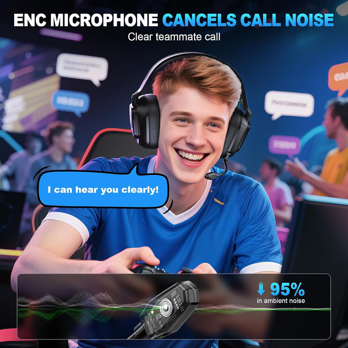 2.4GHz Wireless Gaming Headset, Lunar Black - photo 3