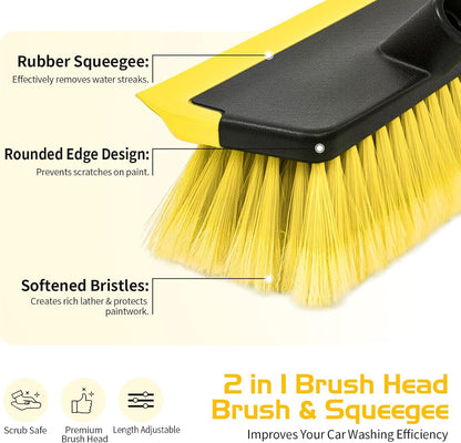 56-Inch Long Handle Car Wash Brush with Soft Bristle and Squeegee - photo 4