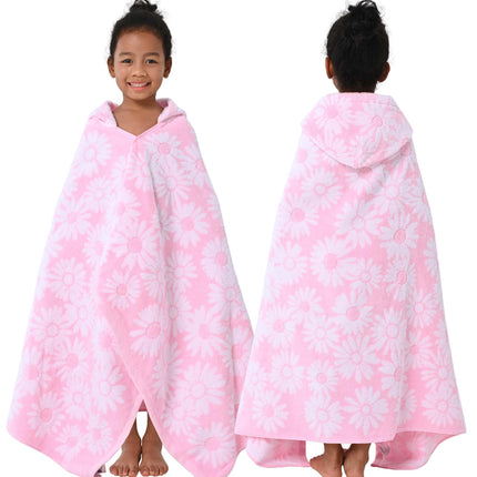 Toddler Hooded Towel Wrap, 3-10 Years, 100% Cotton,Daisy