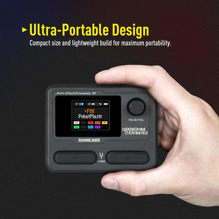 SONICAKE Pocket Master-Portable Multi Effects Pedal, 100+ Built-in Guitar/Bass/Acoustic Effects, Amp Modeling, IR Cabinets Simulation, Stereo OTG USB Audio Interface, Rechargeable Guitar Pedal (Black)