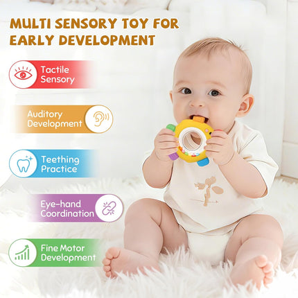 Baby Teething Toy for Babies Over 3 Months, BPA-Free Silicone Teether, Teething Relief & Fun Play with Rattle, Perfect Baby Gift & Infant Toy