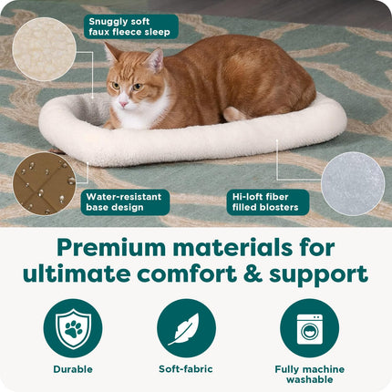 Cama para perros pequeños y gatos de interior, lavable, tamaño para jaulas - almohadilla de jaula con refuerzo de vellón Sherpa - gris, pequeña