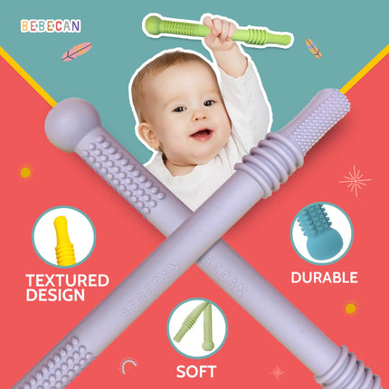Teething Sticks for Babies 36+ Months – Soft Silicone Teething Aids, Infant Oral Soothing Relief Back Molars, Multicolor 6-Pack