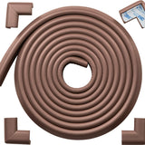 Protector de bordes y esquinas para bebé (grande 15ft borde 4 esquinas), resistente, espuma de goma NBR suave, protector de seguridad para muebles y chimenea, adhesivo 3M, marrón café