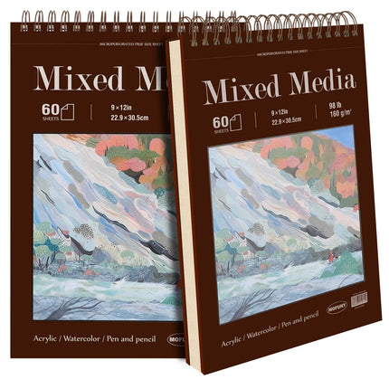 Cuaderno de bocetos de técnica mixta 9x12, bloc de papel para dibujo 60 hojas_98lb/160gsm