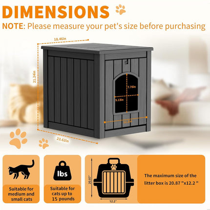 Cat Litter Box Enclosure, Black