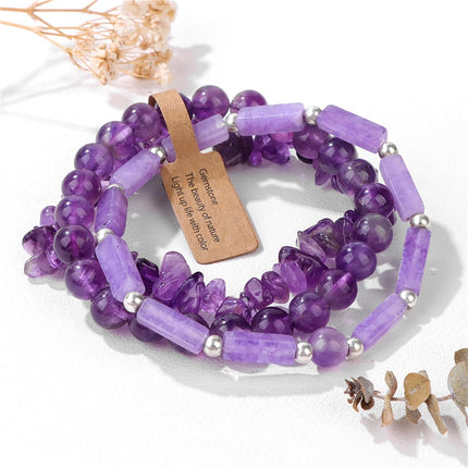3Pcs Natural Stone Bracelets for Women 8mm Crystal Beaded Bracelets Handmade Stretch Bracelet Healing Crystal Jewelry for Women