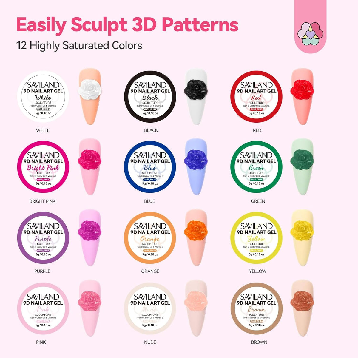 3D Nail Gel Set: 12 Colors Non-Sticky Soak Off 3D Sculpting Gel for Nail Art Painting Drawing Hand - photo 4