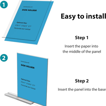 newnewshow Acrylic Sign Holder 5.5x8.5 Inch 3 Pack Vertical T Shape Double-Sided Desktop Display Holder. (Optional 8.5x11 8.5x5.5 5x7 Horizontal and Vertical)