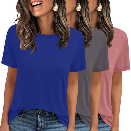 3 Pack Womens Basic T Shirts Summer Tops 2026 Short Sleeve Tees Comfy Casual Vacation Clothes