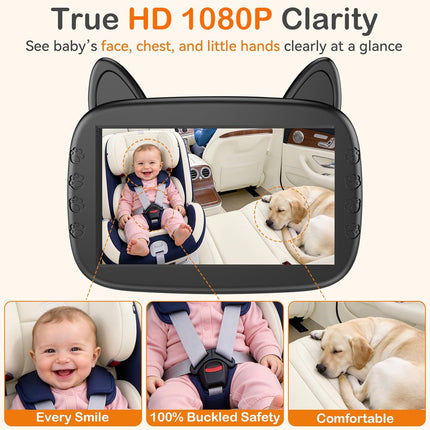 3-Min Easy Install HD 1080P Baby Car Camera: Clear Night Vision Automatic Switching - 150° Wide View Car Seat Camera with Anti-Glare Display for Kids & Infants