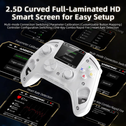 Voacle RG G01 Interactive Screen Wireless Gaming Controller Compatible with PC/Steam/Linux/Android/Switch/IOS 2.4G Wireless Bluetooth Controller Gamepad Hall Effect Triggers(White)