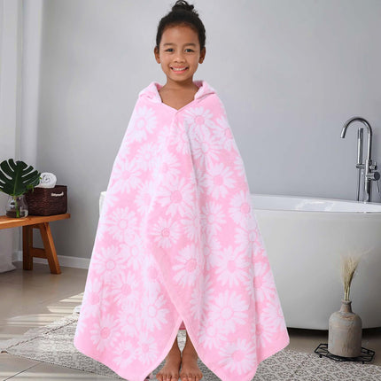 Toddler Hooded Towel Wrap, 3-10 Years, 100% Cotton,Daisy