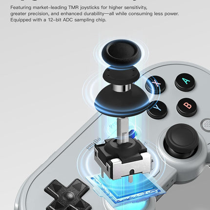 8Bitdo Pro 3 Bluetooth Controller with TMR Joysticks, Swappable ABXY Buttons, Pro Back Buttons, Charging Dock, Hall Effect Triggers for Switch/Switch 2, Windows, Apple, SteamOS, Android (Gray)