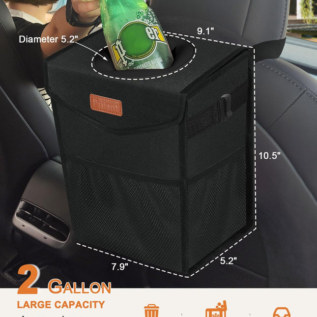 Car Trash Can with Lid, Cute Leakproof Car Trash Garbage Bag Hanging Vehicle Trash Bin Small Portable - photo 2