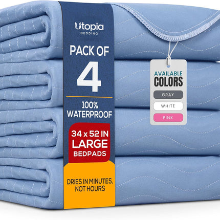 4 Pack Washable Pee Pads for Dogs 34" x 36", Waterproof Dog Training Pads