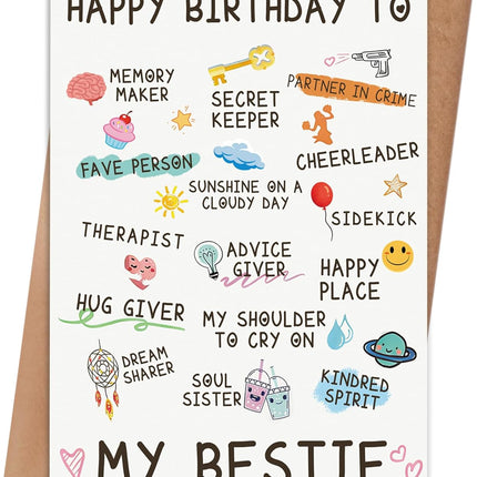 Bestie Birthday Card,Best Friend Birthday Card Gifts for Women Sister, Bestie Birthday Gift, Friendship Birthday Card