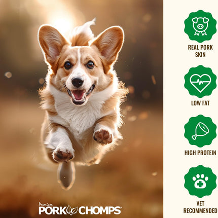 Pork Chomps Baked Pork Skin Dog Chews, 6 Inch Twists, 24 Count - Assorted Flavors - Long-Lasting Treats for Dogs - High Protein, Rawhide-Free, Low Fat, Healthy & Delicious Chews