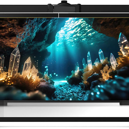 Aquarium Background Under Water Cave with Crystal Terrarium Backdrop Cave Style Rock Sunlight Rays Fish Tank Background Reptile Habitat Backdrop Wallpaper Poster Decor Vinyl 24x12in