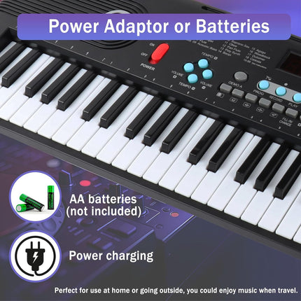 61 Keys Piano Keyboard, Electronic Digital Piano with Built-in Speaker Microphone, Portable Keyboard Gift Teaching for Beginners, Electric Piano for Kids, Birthday Gift for Children