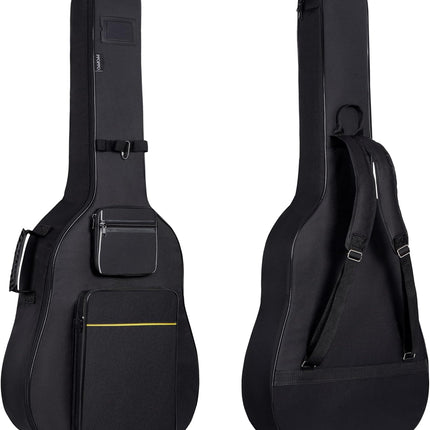 40 41 42 Inch Acoustic Guitar Bag, Oxford Fabric with 0.35" Thick Padding, Water Resistant Gig Bag, 3 Storage Pockets, Side Handle & Back Hanger Loop, Adjustable Dual Shoulder Straps, Black