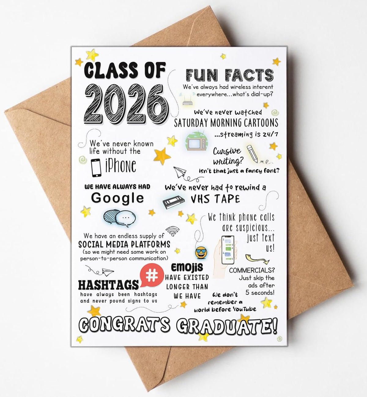 2026 Funny High School Graduation Card, 5x7 Blank Inside, Made in USA with Envelope - photo 4