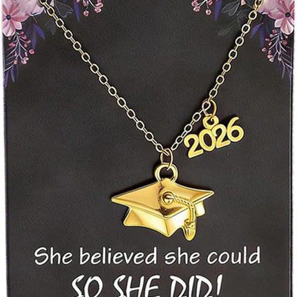 Personalized Graduation Cap Necklace for Her,Class of 2026,Graduation Gift for Her/Women,Grad Gifts for High School/College/8th Grade/Nursing/5th Grade/Masters Degree/Phd