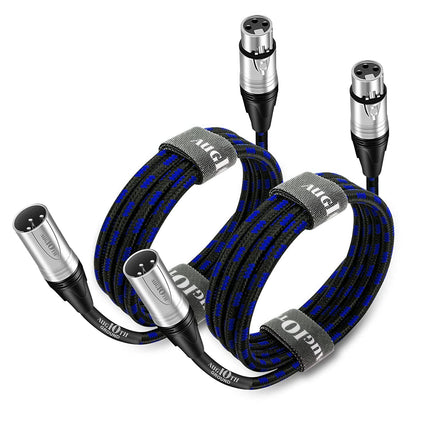 XLR Mic Cable 3 ft 2 Pack 1 Meter Male to Female Green Braided