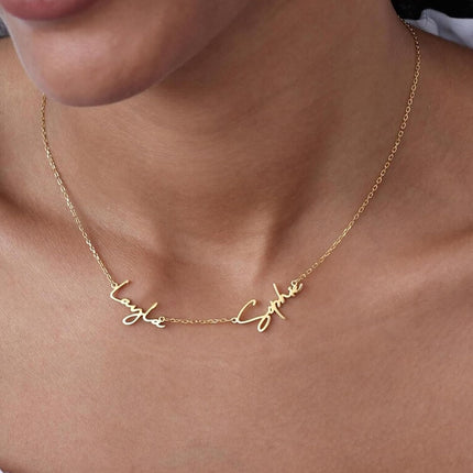 Elemtansy Mothers Day Custom Name Necklace for Women, Multiple Name Personalized 18K Gold Plated Handmade Family Necklace, Customized Jewelry Birthday Gift for Mom