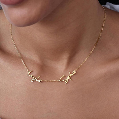 Custom 2-Name 18K Gold-Plated Family Necklace for Women - photo 2
