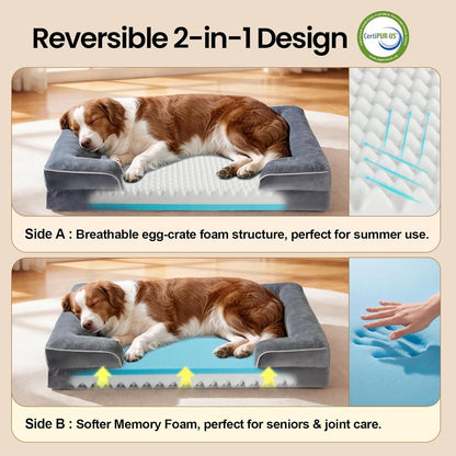 Orthopedic Dog Bed Couch and Cat Sofa for Large Pets, 35-Inch Gray - photo 4