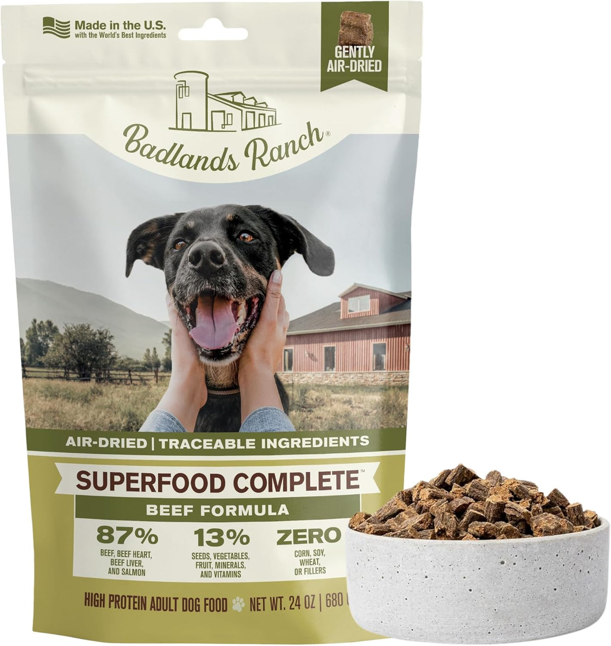 Air-Dried Beef Dog Food – High Protein with Superfoods for Daily Wellness & Consistent Nutrition – 24 oz