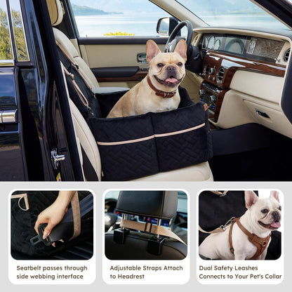 Elevated Dog Car Seat for Medium Dogs, 3 Adjustable Heights with 2 Egg Crate Foam Boosters 4"+2" - photo 5