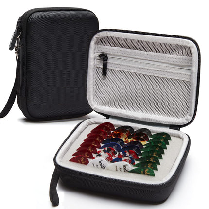 Estuche porta púas de guitarra compatible con Fender, ChromaCast, D'Addario, JIM DUNLOP, Bolopick, UNLP MUSICAL INSTRUMENT, bolsa de almacenamiento para púas de todos los tamaños, negra
