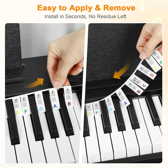 Premium Silicone Piano Keyboard Note Labels for Beginners, Removable & Reusable Piano Keyboard Stickers - photo 2
