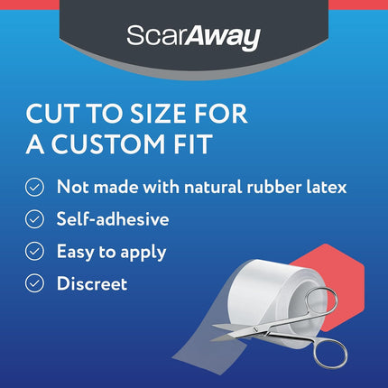 ScarAway Clear Silicone Scar Tape, Medical-Grade Cut-to-Size Silicone Strip for Surgery, Burn, Hypertrophic & Keloid Scars, Self-Adhesive, Water-Resistant, 1 Roll