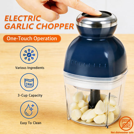 Electric Garlic Mincer & Onion Chopper, 3-Cup Mini Food Processor