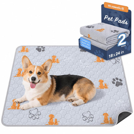 Washable Pee Pads for Dogs, Waterproof, 18 x 24 in, 4 Pack, Gray